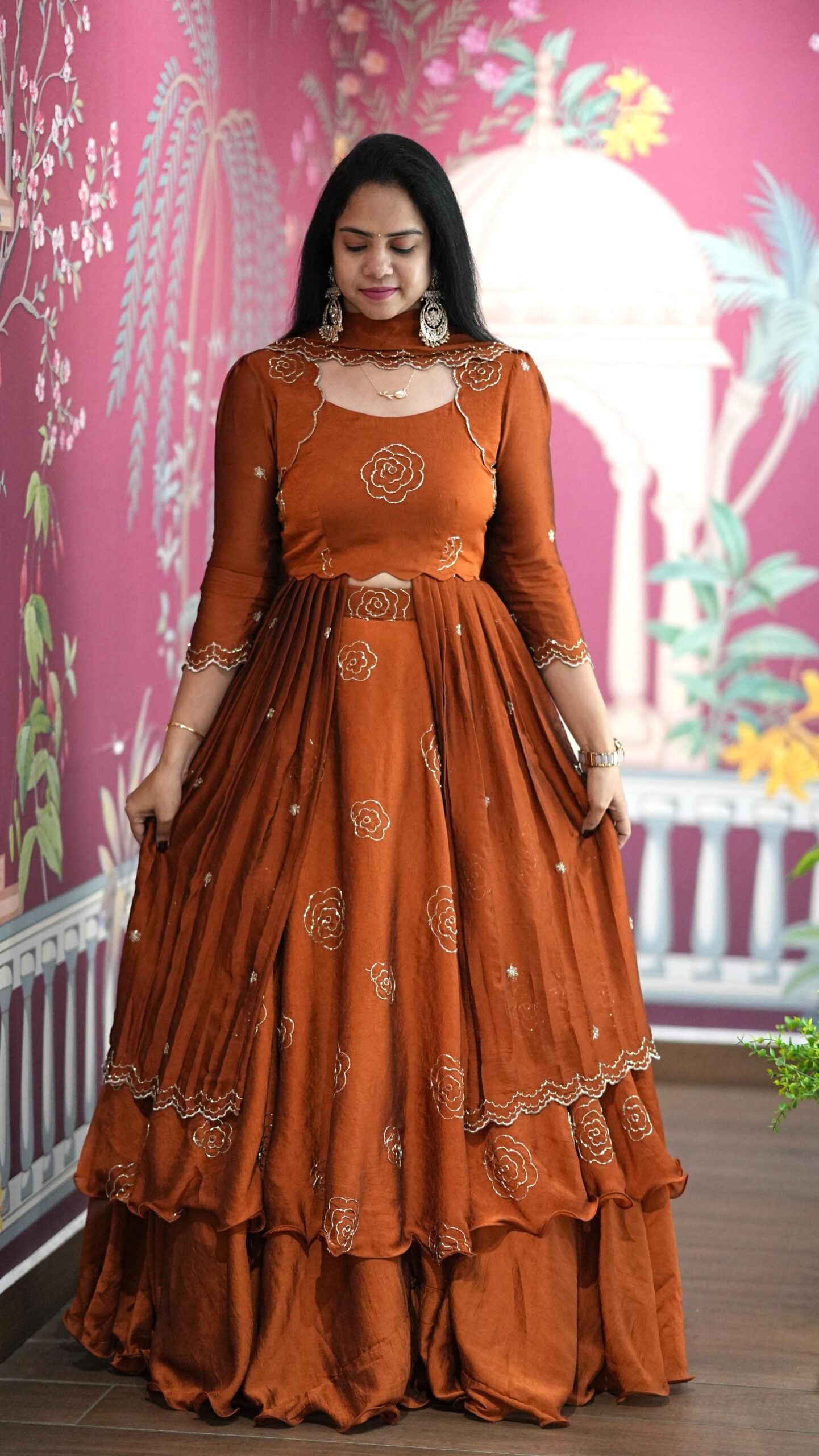 Sitara – Lehenga With Peplum – Orange
